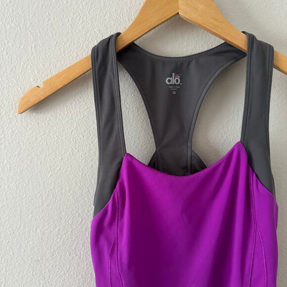 Alo Coolfit Racerback Tank Top Purple Gray Size XS - Picture 2 of 12